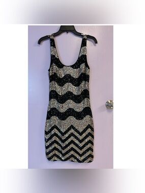 Bebe Sequin Bodycon Dress  Sleeveless Size M